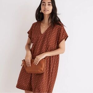 Madewell Jacquard-Doleman Mini Dress Rust